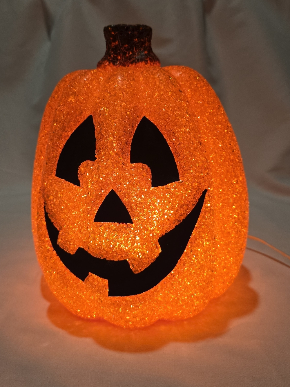 Vintage Halloween Jack-O-Lantern Seasons Light Up Pumpkin Decor Melted Popcorn